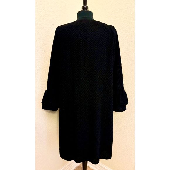 Chico's Scoop Neck Layered Ruffle Sleeves Black Dress Stretch - Sz 3 (XL/16) - Picture 6 of 16